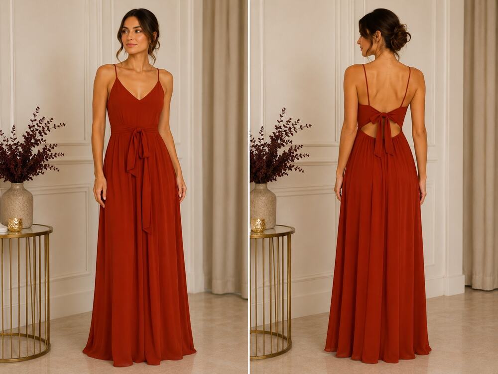 Celebrate DB Studio Rust Maxi Dress Tie Front Sleeveless Size 10